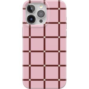 Casely iPhone 15 Pro Case | Midnight Sky | Navy Enchanted Shimmer Case | Compatible with MagSafe and Action Button | Ultra-Slim Classic Fit(Uptown Gridlock | Pink Checkerboard)
