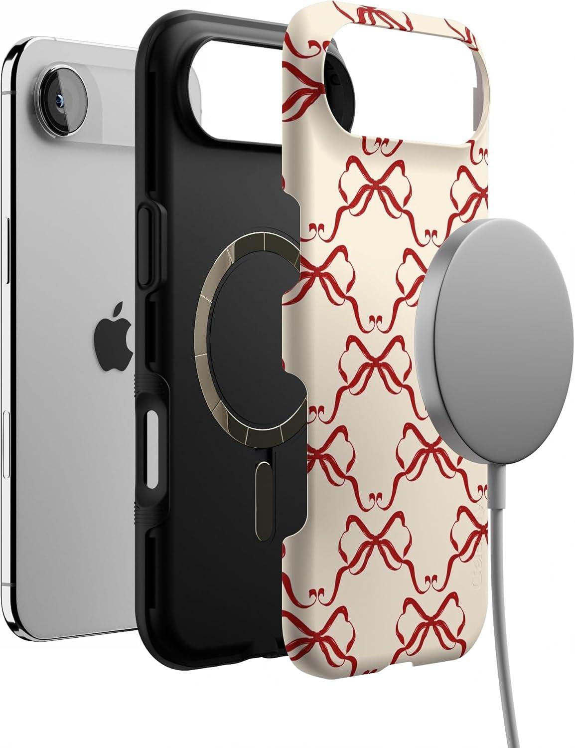 imageCasely iPhone 17 Air Case All Wrapped Up Vintage Bows Bold Protective Design MagSafe Compatible Design