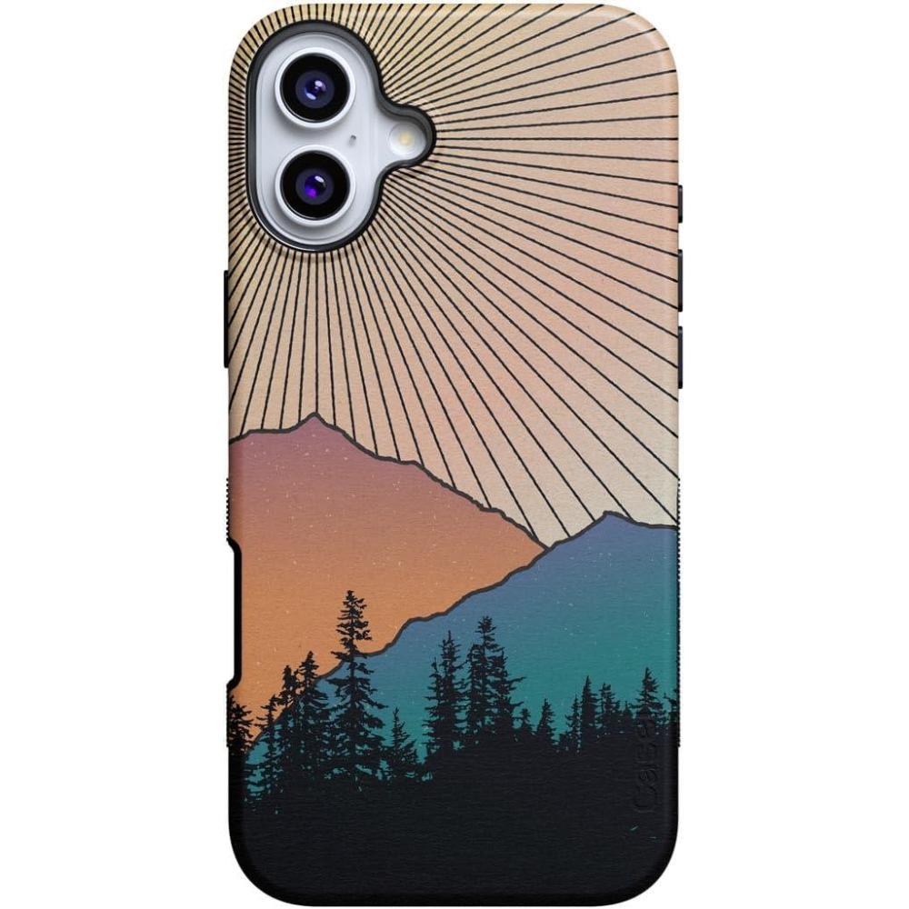 imageCasely iPhone 16 Case  All Smiles  Smiley Face Sticker  Bold Protective Design  MagSafe Compatible DesignGolden Hour  Mountain Sunset