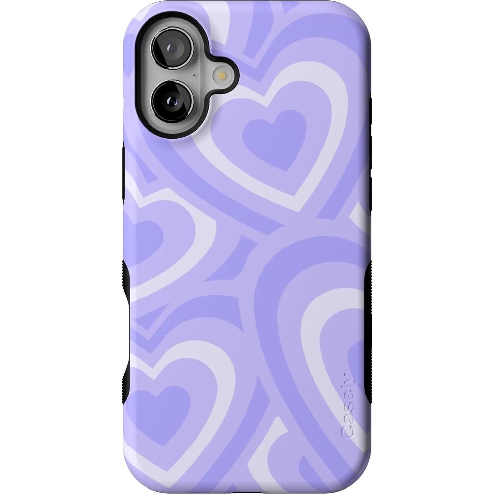 imageCasely iPhone 16 Case  All Smiles  Smiley Face Sticker  Bold Protective Design  MagSafe Compatible DesignLove Song  Lavender Heart