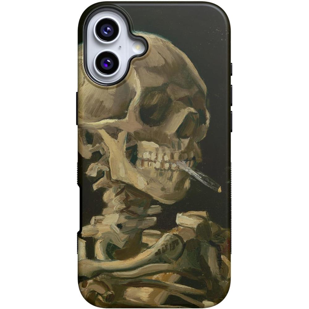 imageCasely iPhone 16 Case  All Smiles  Smiley Face Sticker  Bold Protective Design  MagSafe Compatible DesignVan Gogh  Skull of a Skeleton with Burning Cig