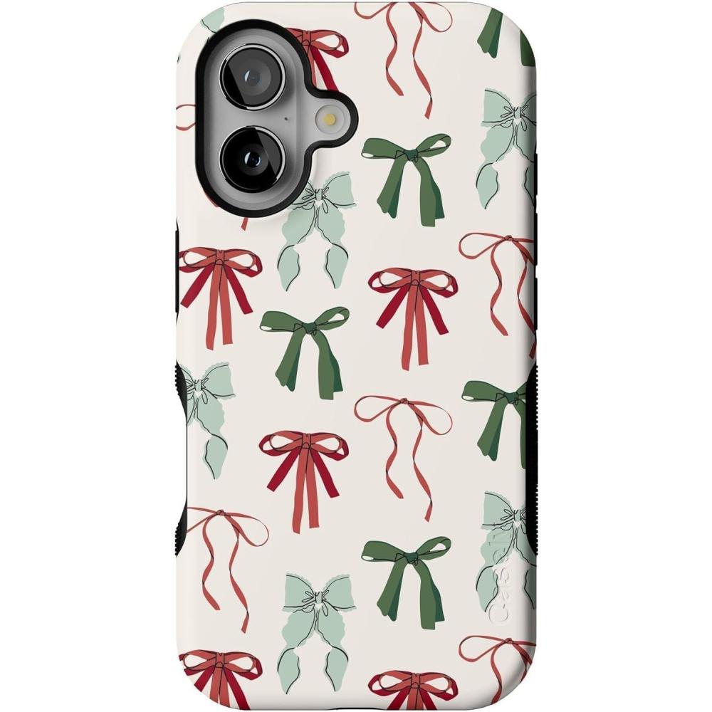 imageCasely iPhone 16 Case  Festive Girlie  Holiday Bows  Bold Protective Design  MagSafe Compatible Design