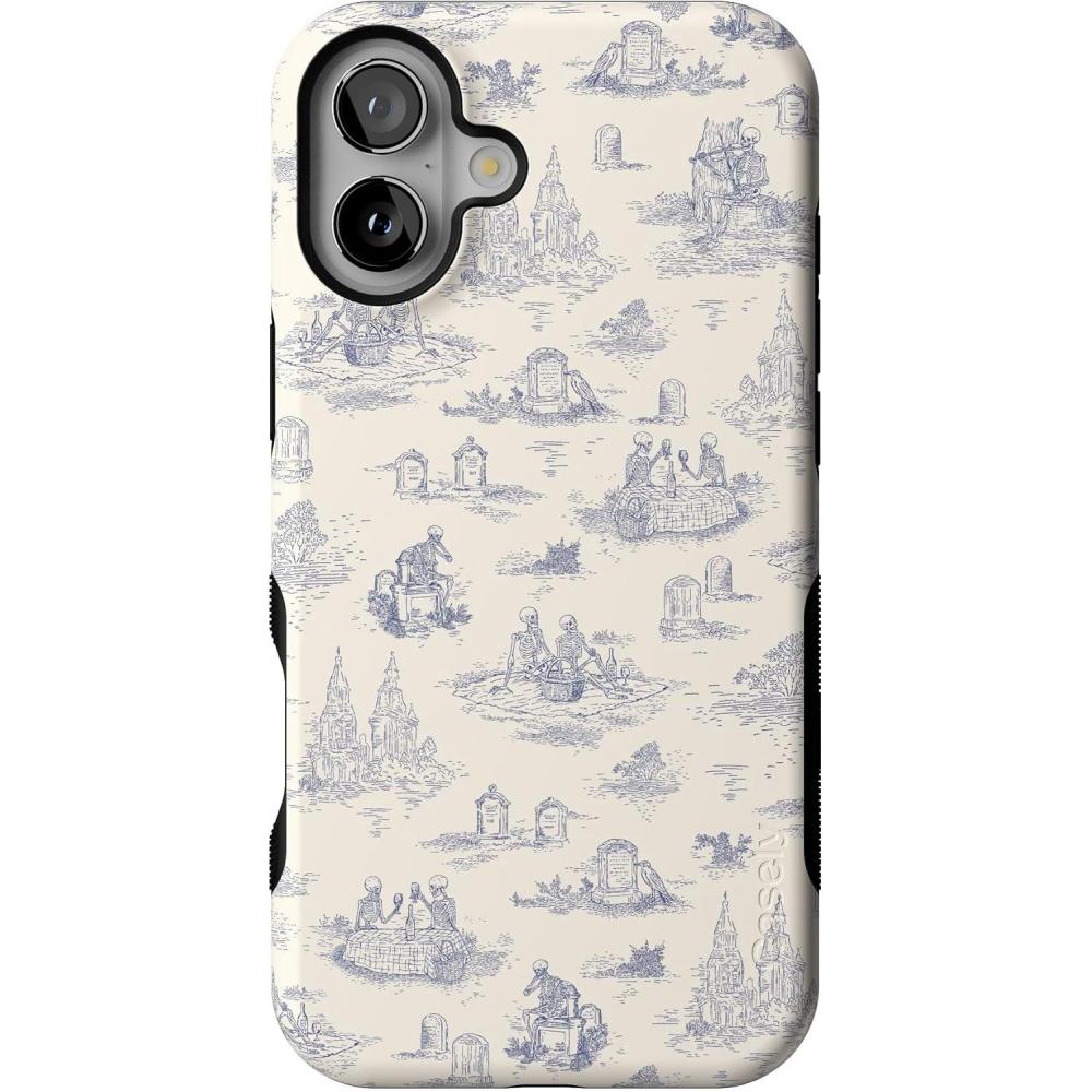 imageCasely iPhone 16 Case  Graveyard Gathering  Skeleton Picnic  Bold Protective Design  MagSafe Compatible Design