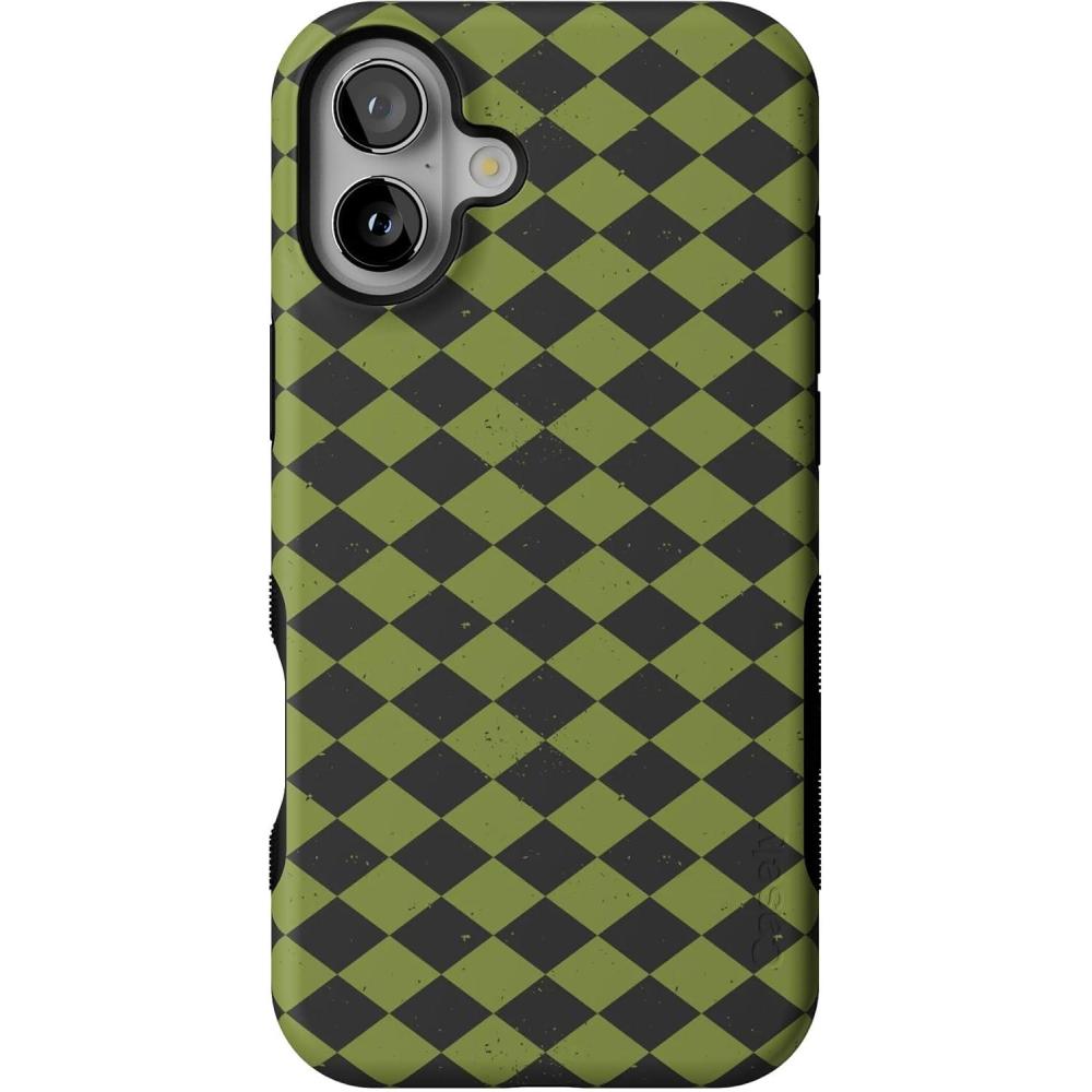imageCasely iPhone 16 Case  Harlequin Wicked Diamond  Black and Green  Bold Protective Design  MagSafe Compatible Design