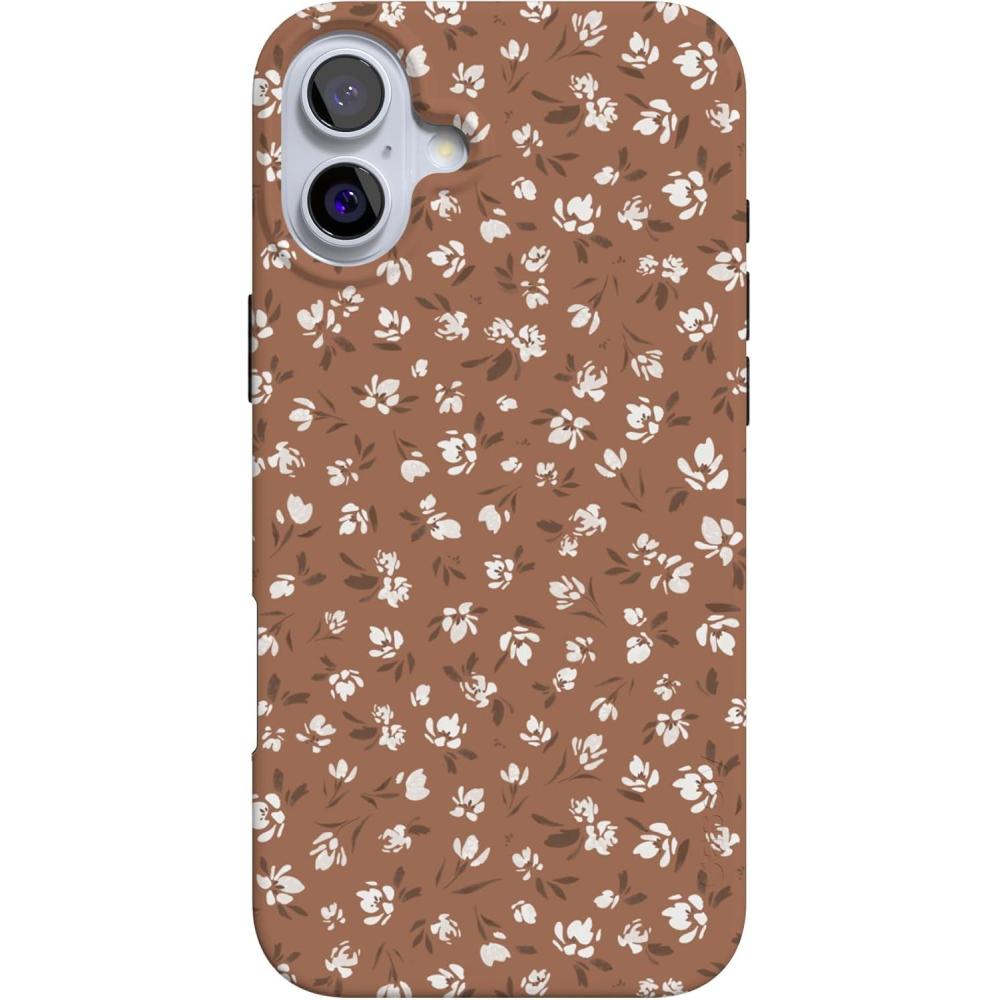 imageCasely iPhone 16 Case  Nantucket Cottage  Blue Hydrangea  Compatible with MagSafe  Classic Ultra Slim DesignMocha Meadow  Tiny Flowers