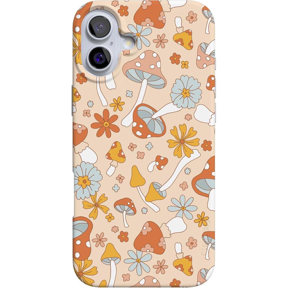 imageCasely iPhone 16 Case  Nantucket Cottage  Blue Hydrangea  Compatible with MagSafe  Classic Ultra Slim DesignMushroom Magic  Retro Floral