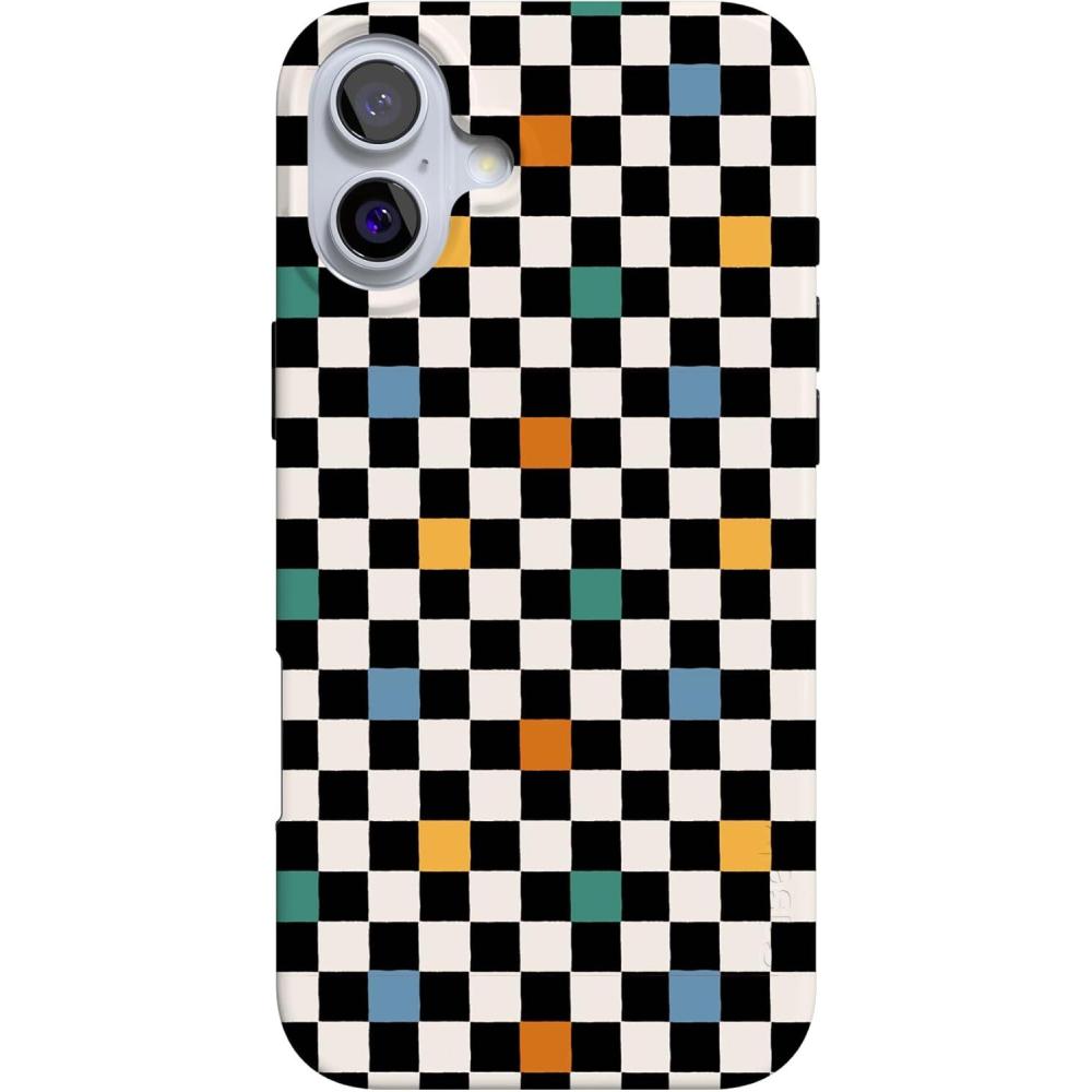 imageCasely iPhone 16 Case  Nantucket Cottage  Blue Hydrangea  Compatible with MagSafe  Classic Ultra Slim DesignOld Skool  Retro Checkerboard