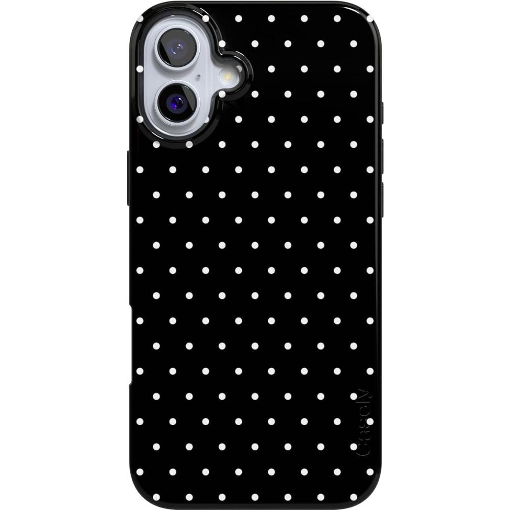 imageCasely iPhone 16 Case  Nantucket Cottage  Blue Hydrangea  Compatible with MagSafe  Classic Ultra Slim DesignOn the Dot  Black Polka Dot