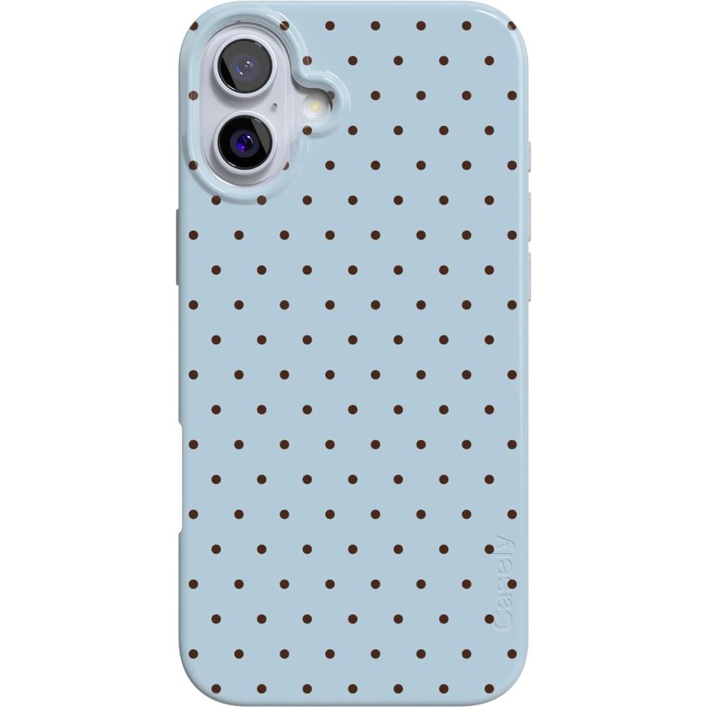 imageCasely iPhone 16 Case  Nantucket Cottage  Blue Hydrangea  Compatible with MagSafe  Classic Ultra Slim DesignOn the Dot  Blue Polka Dot