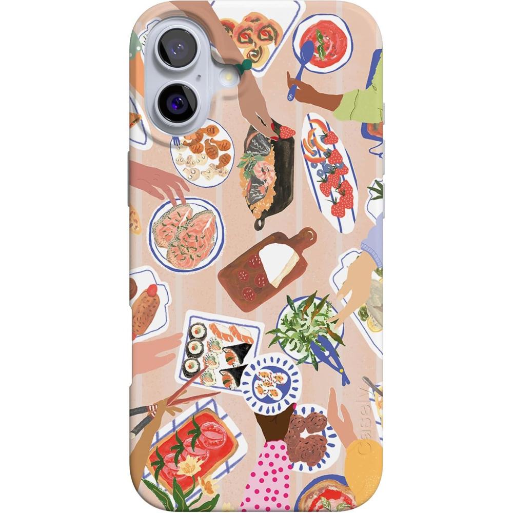 imageCasely iPhone 16 Case  Nantucket Cottage  Blue Hydrangea  Compatible with MagSafe  Classic Ultra Slim DesignPicnic Party  Painted Collage