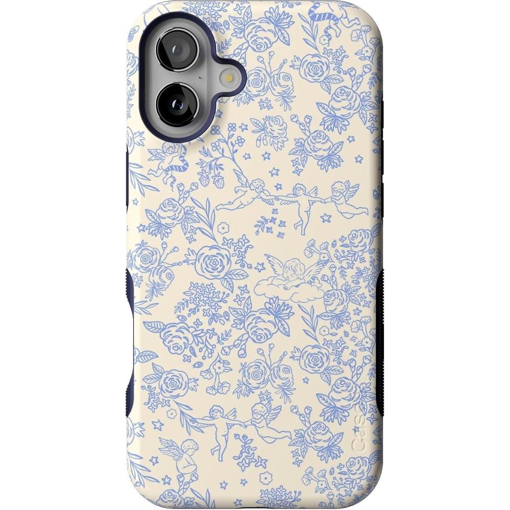 imageCasely iPhone 16 Plus Case  Bordeaux Rose  Moody Monochrome  Bold Protective Design  Compatible with MagSafeCupids Canvas  Periwinkle Floral