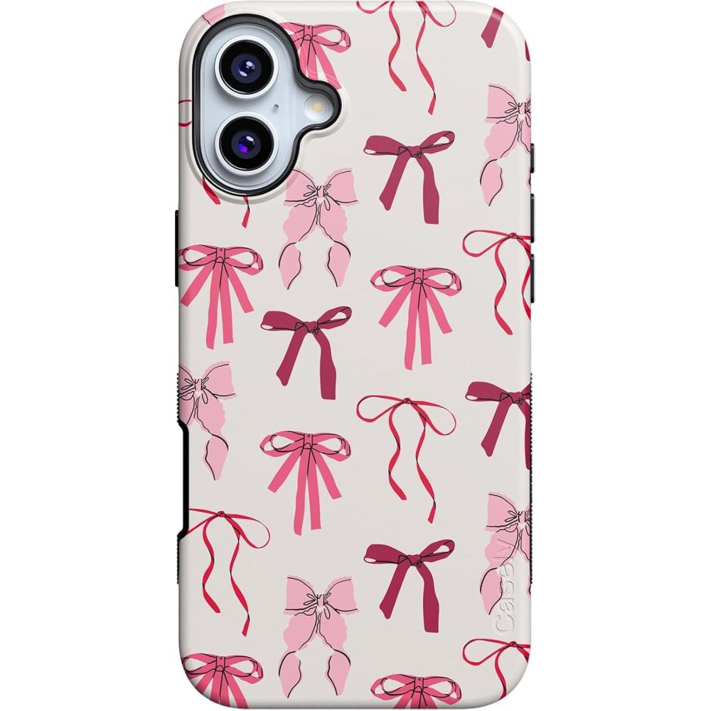 imageCasely iPhone 16 Plus Case  Bordeaux Rose  Moody Monochrome  Bold Protective Design  Compatible with MagSafeLover Girlie  Pink Bows