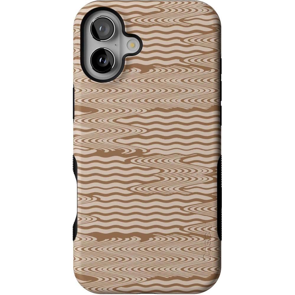 imageCasely iPhone 16 Plus Case  Bordeaux Rose  Moody Monochrome  Bold Protective Design  Compatible with MagSafeMocha Ripple  Brown Waves