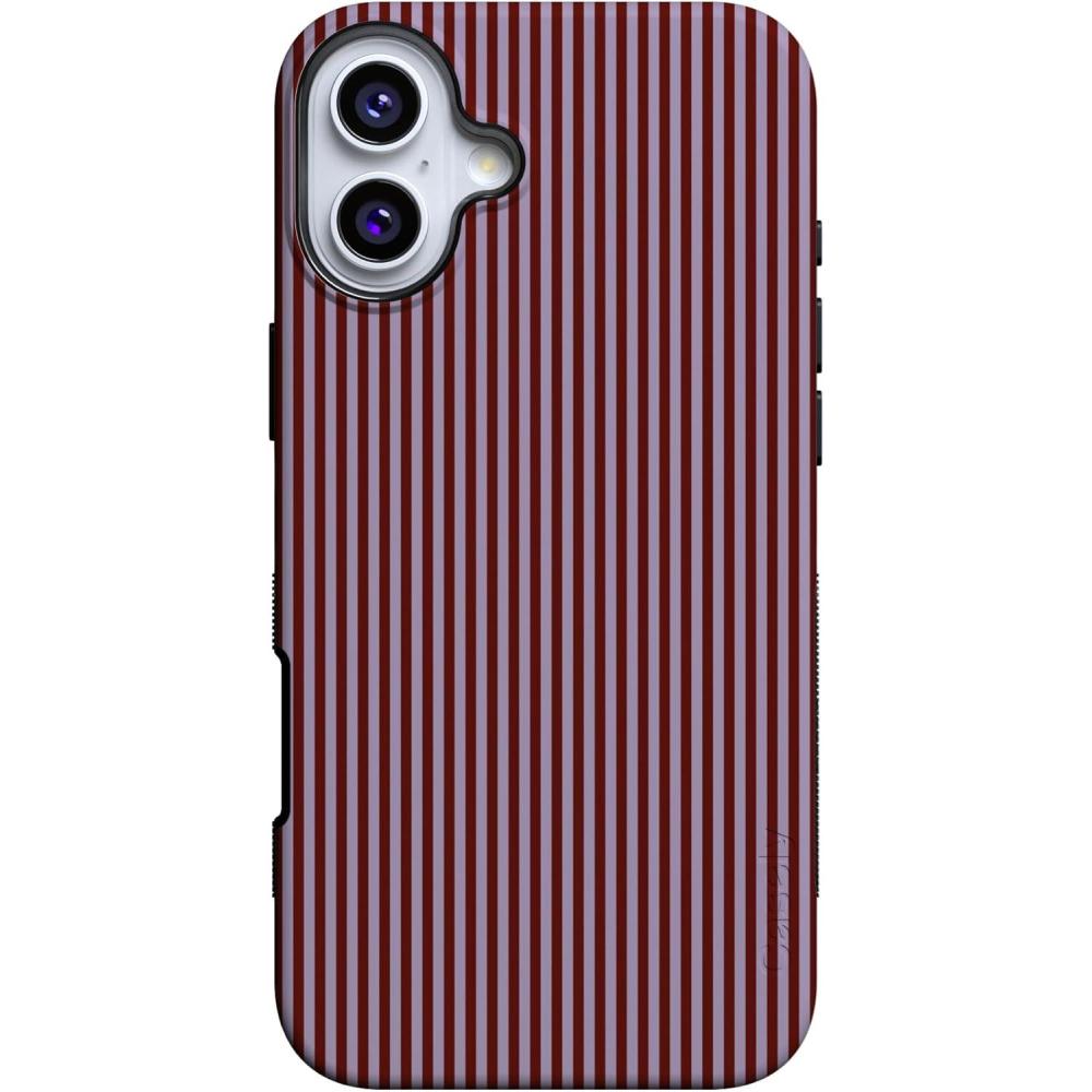 imageCasely iPhone 16 Plus Case  Bordeaux Rose  Moody Monochrome  Bold Protective Design  Compatible with MagSafeStripes and the City  Tiny Pinstripe