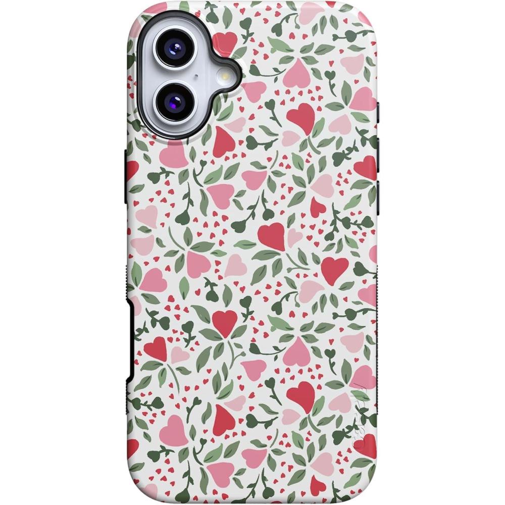 imageCasely iPhone 16 Plus Case  Bordeaux Rose  Moody Monochrome  Bold Protective Design  Compatible with MagSafeVines of Love  Floral Heart