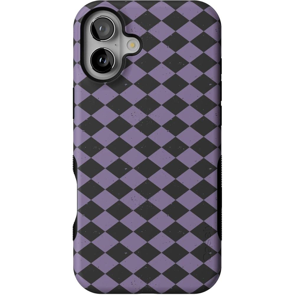 imageCasely iPhone 16 Plus Case  Harlequin Midnight Diamond  Black and Purple  Bold Protective Design  MagSafe Compatible Design