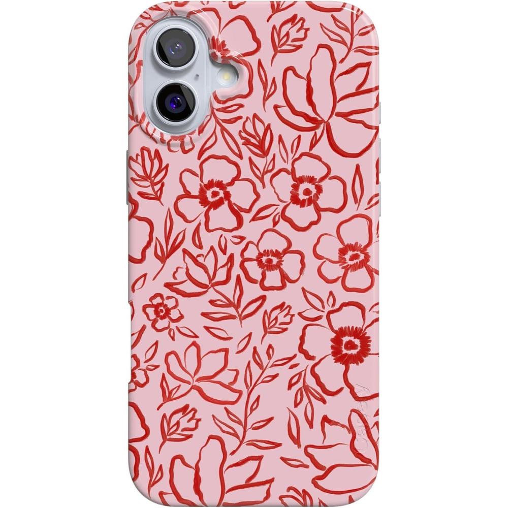 imageCasely iPhone 16 Plus Case  Tulip Tapestry  Jenna Palek x Casely  Compatible with MagSafe  Classic Ultra Thin DesignBlush Garden  Floral Doodle