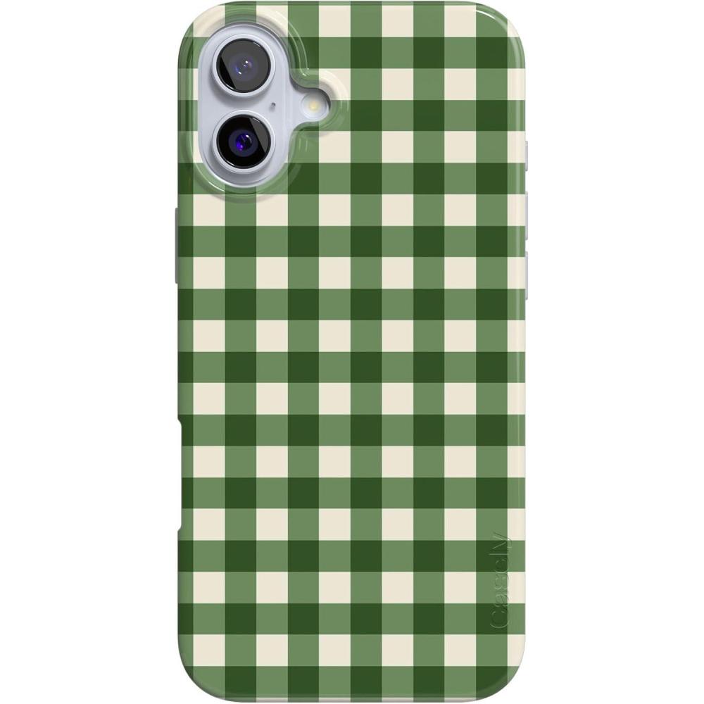imageCasely iPhone 16 Plus Case  Tulip Tapestry  Jenna Palek x Casely  Compatible with MagSafe  Classic Ultra Thin DesignChecked Twice  Green Plaid