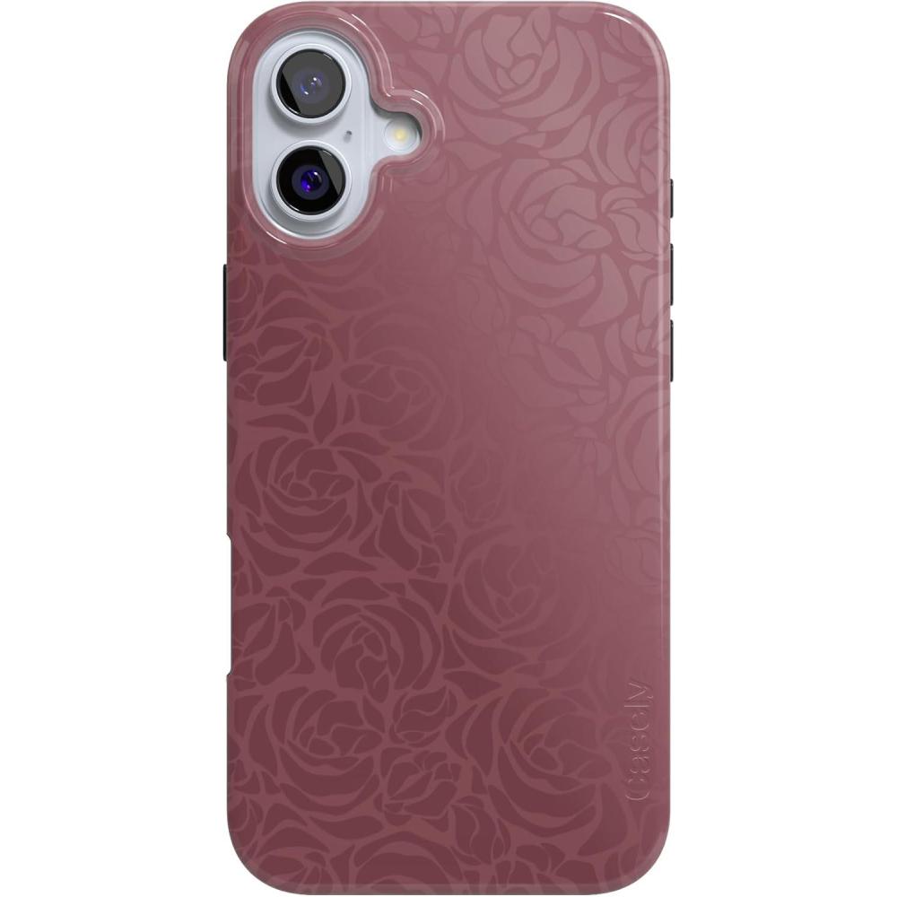 imageCasely iPhone 16 Plus Case  Tulip Tapestry  Jenna Palek x Casely  Compatible with MagSafe  Classic Ultra Thin DesignMoody Monochrome  Bordeaux Rose