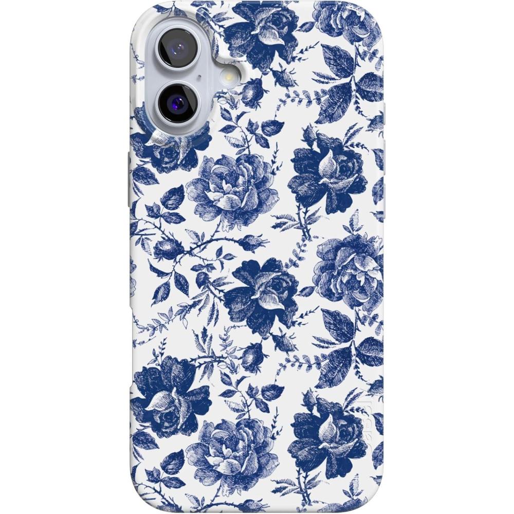 imageCasely iPhone 16 Plus Case  Tulip Tapestry  Jenna Palek x Casely  Compatible with MagSafe  Classic Ultra Thin DesignRose to Fame  Blue  White Floral
