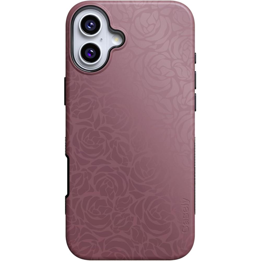 imageCasely iPhone 16 Plus Case  Twilight Flora  Moody Monochrome  Bold Protective Design  Compatible with MagSafeBordeaux Rose  Moody Monochrome