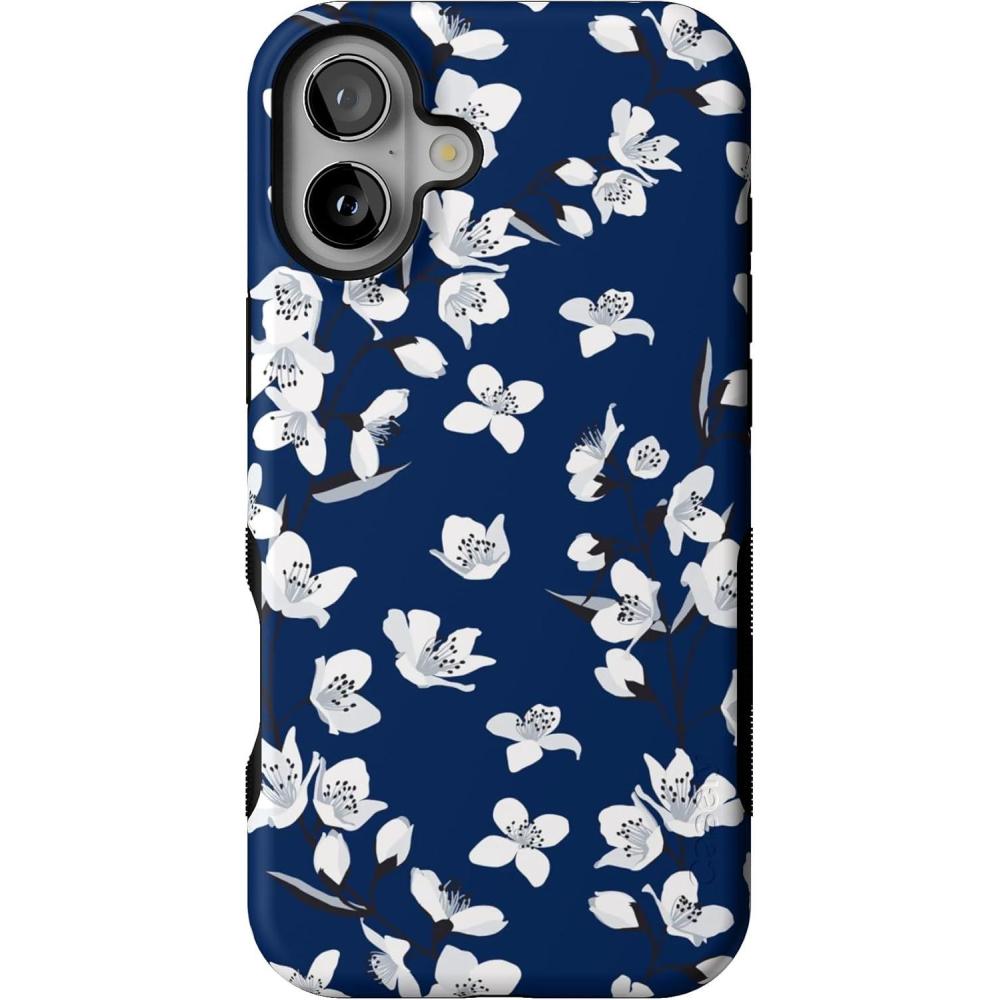 imageCasely iPhone 16 Plus Case  Twilight Flora  Moody Monochrome  Bold Protective Design  Compatible with MagSafeFloral Forest  Navy Cherry Blossom