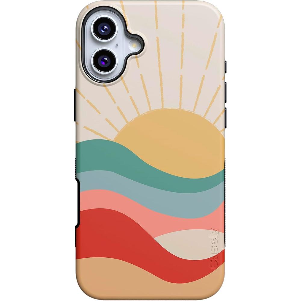 imageCasely iPhone 16 Plus Case  Twilight Flora  Moody Monochrome  Bold Protective Design  Compatible with MagSafeHere Comes the Sun  Colorblock Sunset