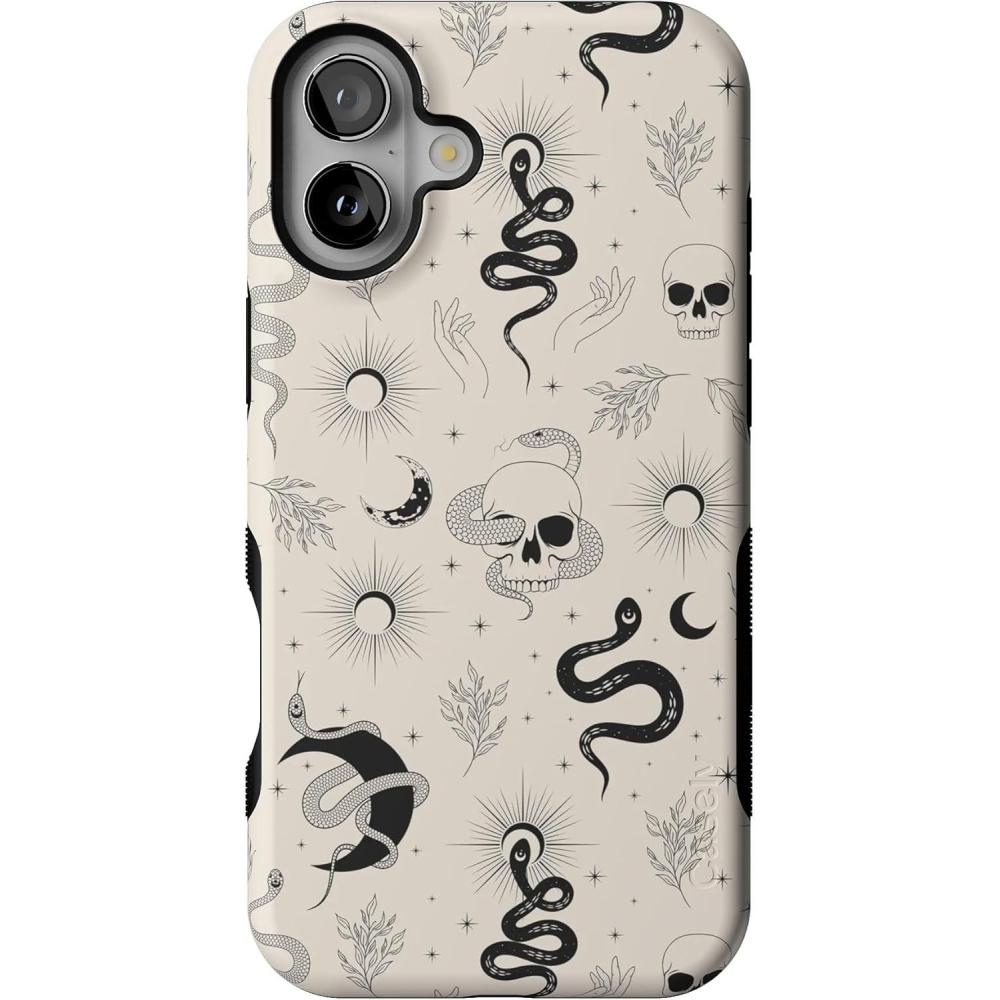 imageCasely iPhone 16 Plus Case  Twilight Flora  Moody Monochrome  Bold Protective Design  Compatible with MagSafeNo Further Explanation  Snakes  Skulls