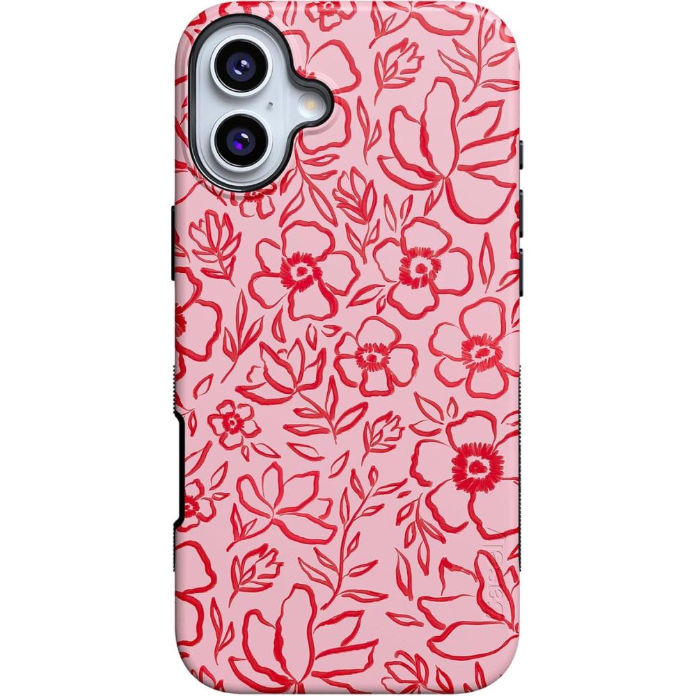 imageCasely iPhone 16 Plus Case  Van Gogh  Skull of a Skeleton with Burning Cigarette  Bold Protective Design  Compatible with MagSafeBlush Garden  Floral Doodle