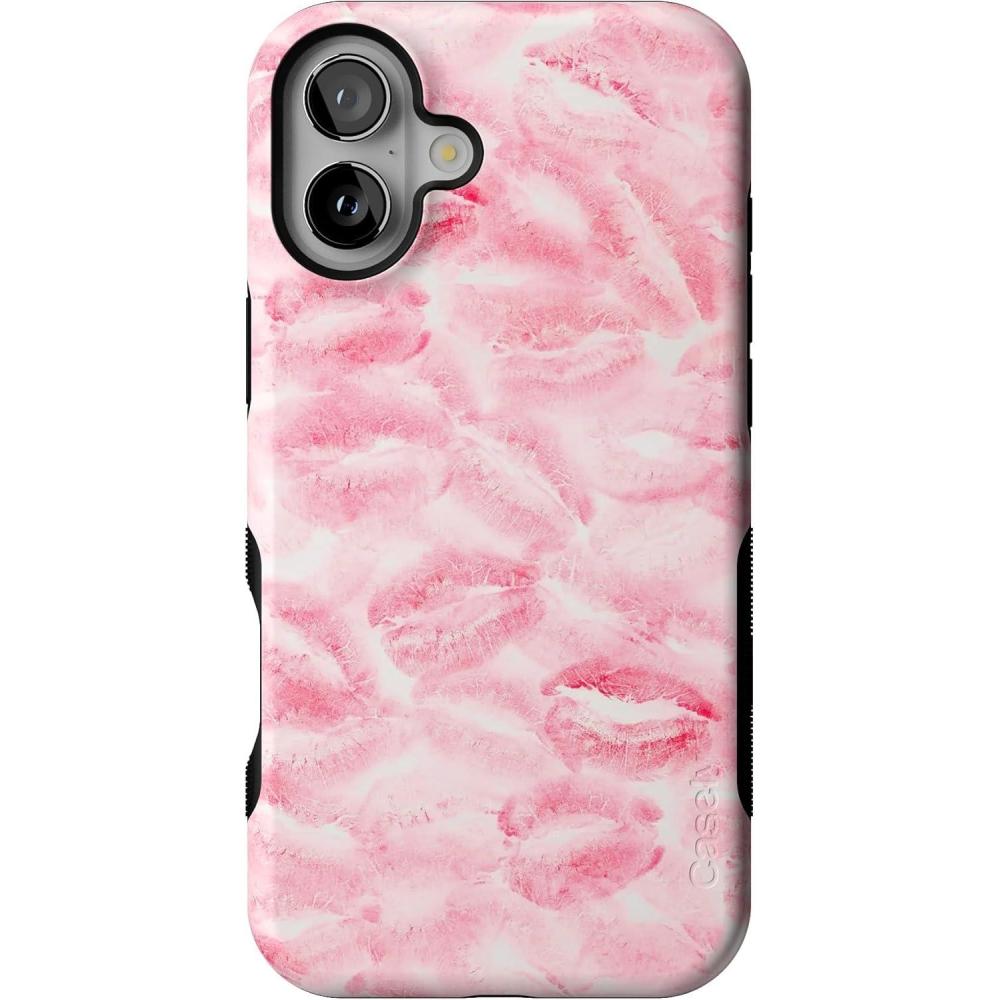 imageCasely iPhone 16 Plus Case  Van Gogh  Skull of a Skeleton with Burning Cigarette  Bold Protective Design  Compatible with MagSafeSealed with a Kiss  Pink Lipstick