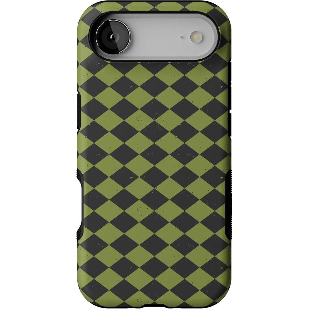 imageCasely iPhone 17 Air Case  Harlequin Wicked Diamond  Black and Green  Bold Protective Design  MagSafe Compatible Design