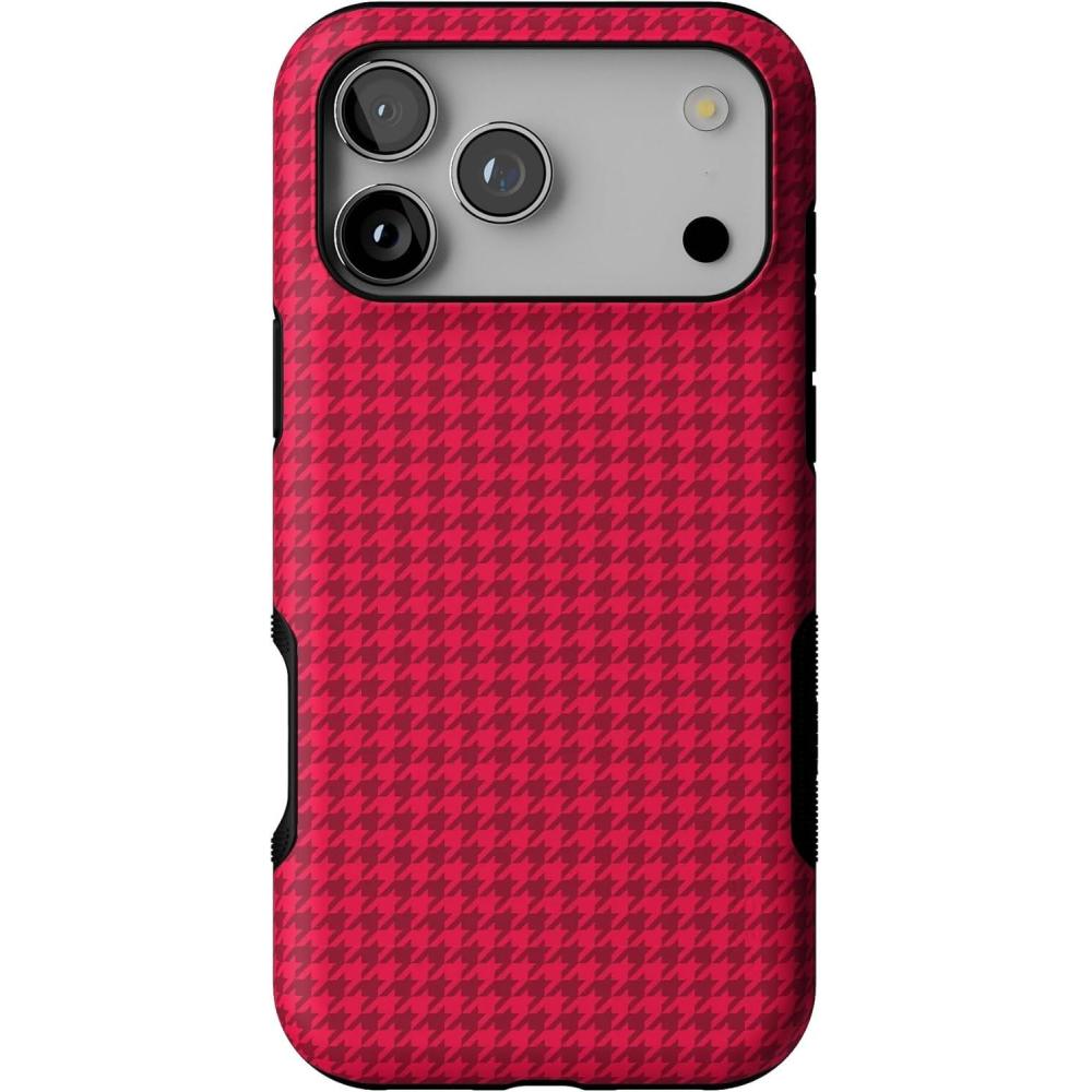 imageCasely iPhone 17 Pro Max Case  Best Dressed  Red Houndstooth  Bold Protective Design  MagSafe Compatible Design