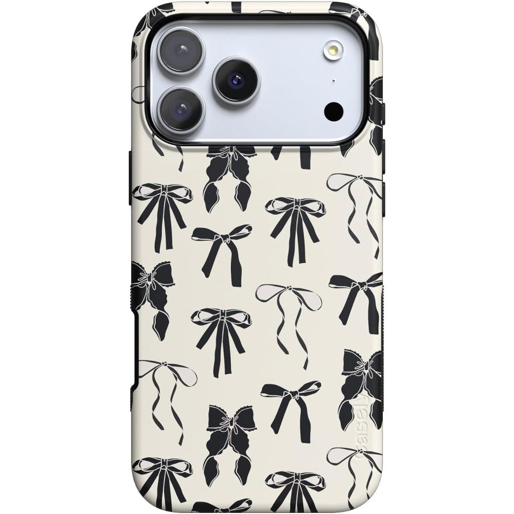 imageCasely iPhone 17 Pro Max Case  Bordeaux Rose  Moody Monochrome  Bold Protective Design  Compatible with MagSafeGoth Girlie  Black Bows