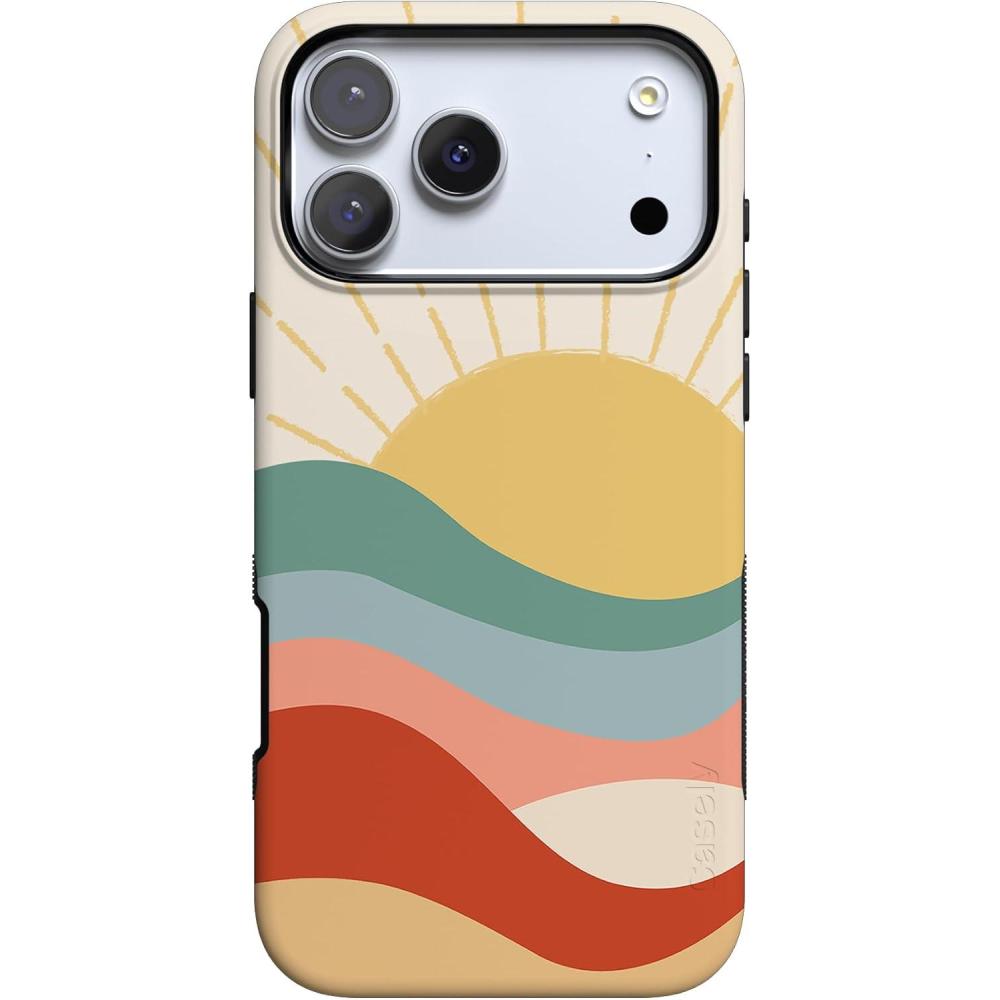 imageCasely iPhone 17 Pro Max Case  Bordeaux Rose  Moody Monochrome  Bold Protective Design  Compatible with MagSafeHere Comes the Sun  Colorblock Sunset