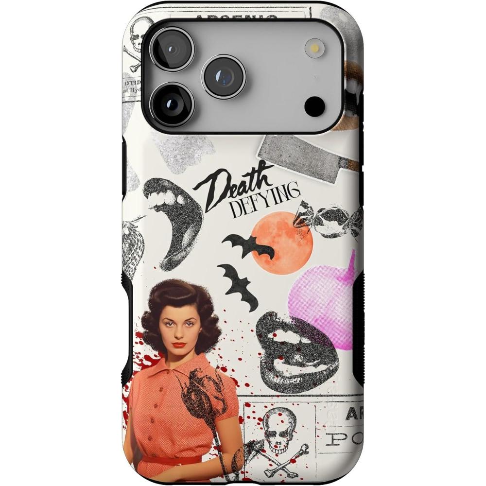 imageCasely iPhone 17 Pro Max Case  Bordeaux Rose  Moody Monochrome  Bold Protective Design  Compatible with MagSafeIf You Dare  Horror Collage