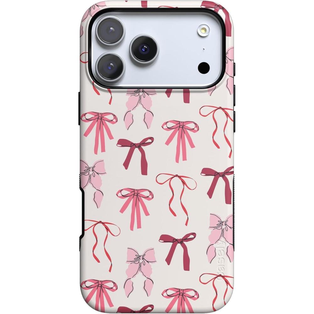 imageCasely iPhone 17 Pro Max Case  Bordeaux Rose  Moody Monochrome  Bold Protective Design  Compatible with MagSafeLover Girlie  Pink Bows