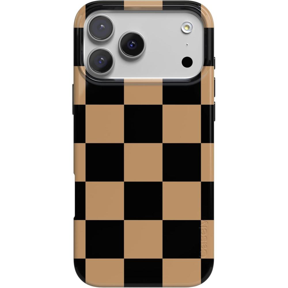 imageCasely iPhone 17 Pro Max Case  Fallen Gold  Antique Floral  Compatible with MagSafe  Classic Ultra Thin DesignFit Check  Black  Brown Checkerboard