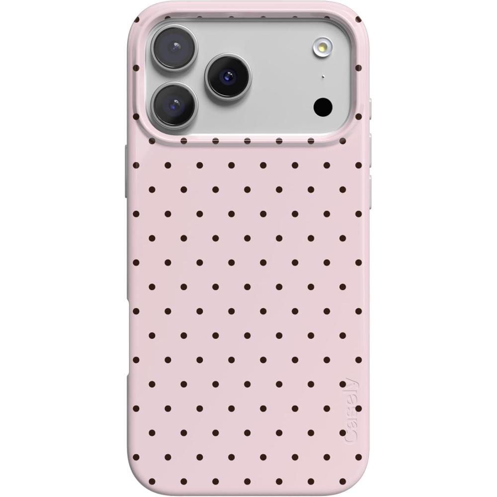 imageCasely iPhone 17 Pro Max Case  Fallen Gold  Antique Floral  Compatible with MagSafe  Classic Ultra Thin DesignOn the Dot  Pink Polka Dot