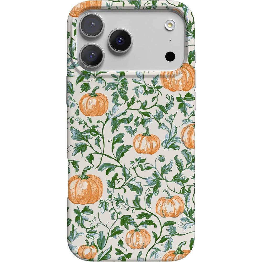 imageCasely iPhone 17 Pro Max Case  Fallen Gold  Antique Floral  Compatible with MagSafe  Classic Ultra Thin DesignPumpkin Patch  Green Vines