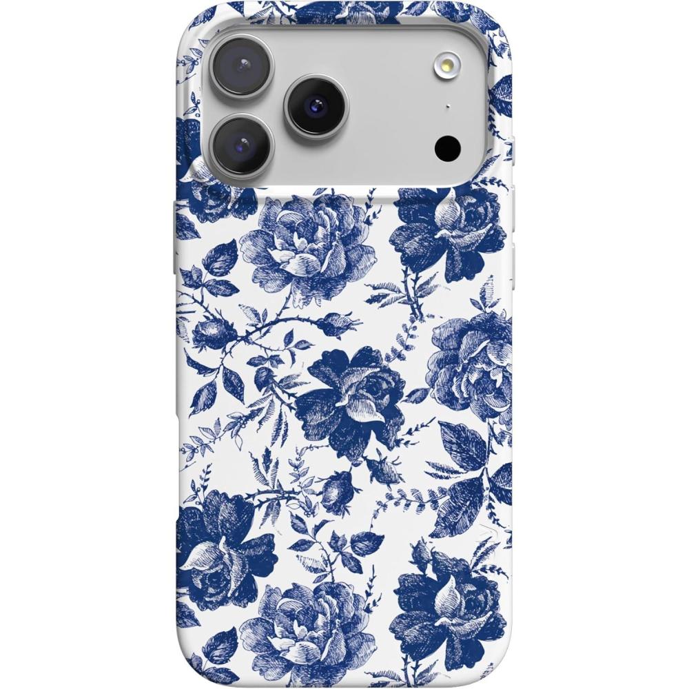 imageCasely iPhone 17 Pro Max Case  Fallen Gold  Antique Floral  Compatible with MagSafe  Classic Ultra Thin DesignRose to Fame  Blue  White Rose Floral