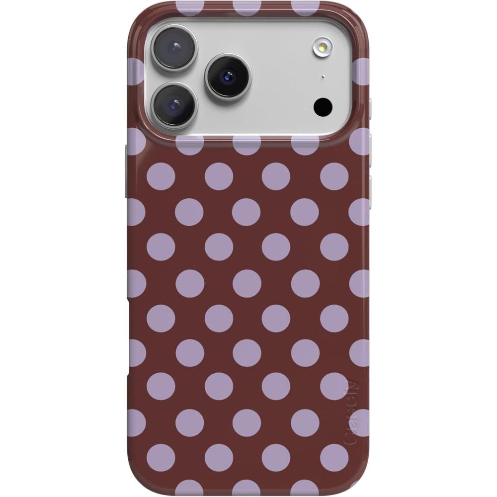 imageCasely iPhone 17 Pro Max Case  Fallen Gold  Antique Floral  Compatible with MagSafe  Classic Ultra Thin DesignSpotted in SoHo  Burgundy Polka Dot