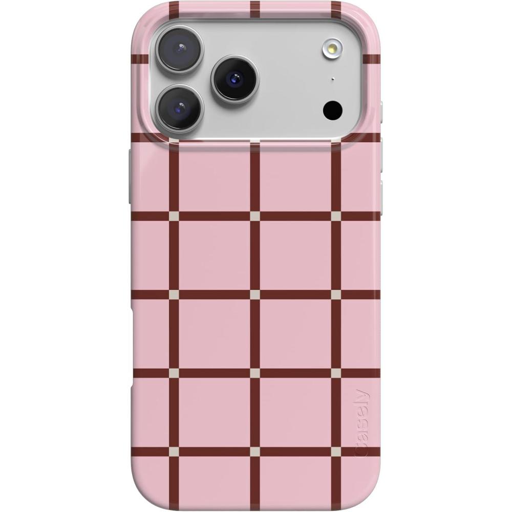 imageCasely iPhone 17 Pro Max Case  Fallen Gold  Antique Floral  Compatible with MagSafe  Classic Ultra Thin DesignUptown Gridlock  Pink Checkerboard