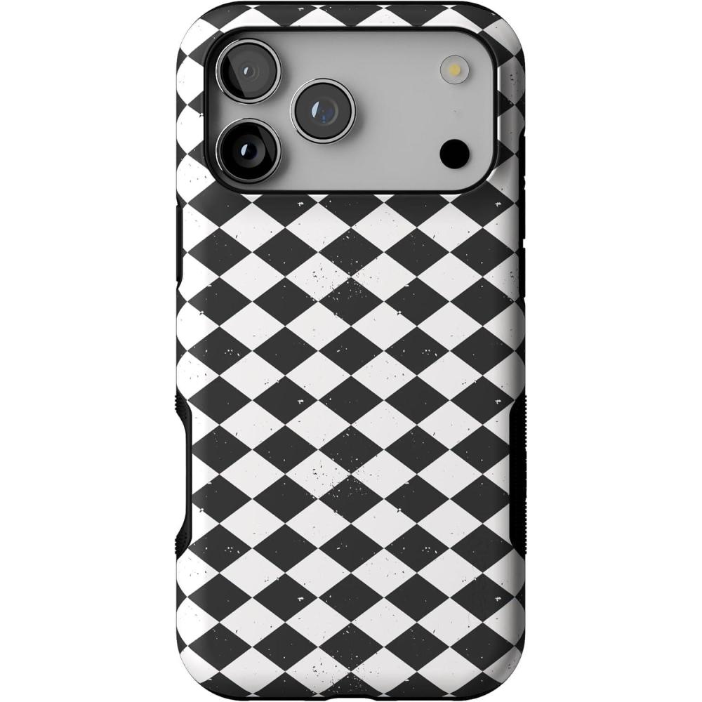 imageCasely iPhone 17 Pro Max Case  Harlequin Salem Diamond  Black and White  Bold Protective Design  MagSafe Compatible Design