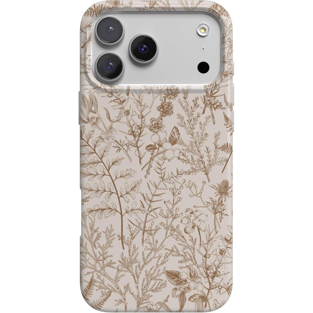 imageCasely iPhone 17 Pro Max Case  Powder Pups  Dog Sled  Compatible with MagSafe  Classic Ultra Thin DesignBeige Garden  Neutral Floral