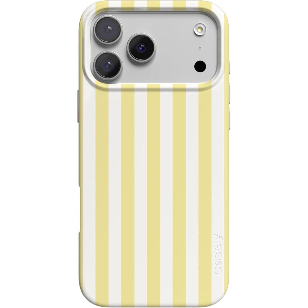 imageCasely iPhone 17 Pro Max Case  Powder Pups  Dog Sled  Compatible with MagSafe  Classic Ultra Thin DesignButter Yellow Stripes  Sunday Best