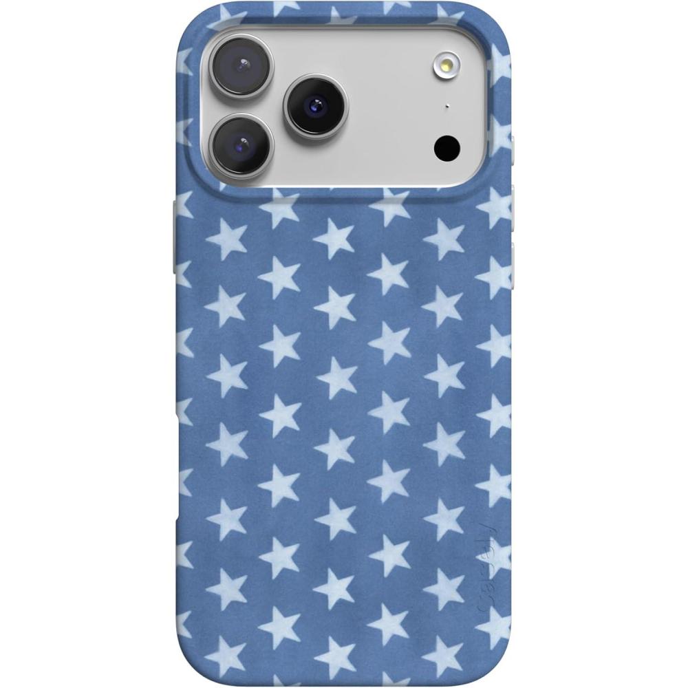 imageCasely iPhone 17 Pro Max Case  Powder Pups  Dog Sled  Compatible with MagSafe  Classic Ultra Thin DesignCoastal Blues  Denim Stars