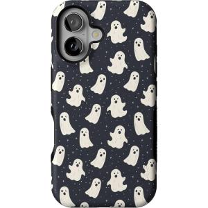 Casely iPhone 16 Case | All Smiles | Smiley Face Sticker | Bold Protective Design | MagSafe Compatible Design(All Boos No Bite | Friendly Ghost)