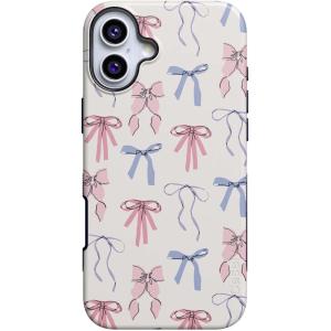 Casely iPhone 16 Case | All Smiles | Smiley Face Sticker | Bold Protective Design | MagSafe Compatible Design(Coquette Girlie | Pastel Bows)