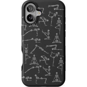 Casely iPhone 16 Case | All Smiles | Smiley Face Sticker | Bold Protective Design | MagSafe Compatible Design(Corpse Pose | Skeleton Yoga)