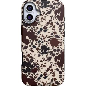 Casely iPhone 16 Case | All Smiles | Smiley Face Sticker | Bold Protective Design | MagSafe Compatible Design(Cowgirl Envy | Cow Print)